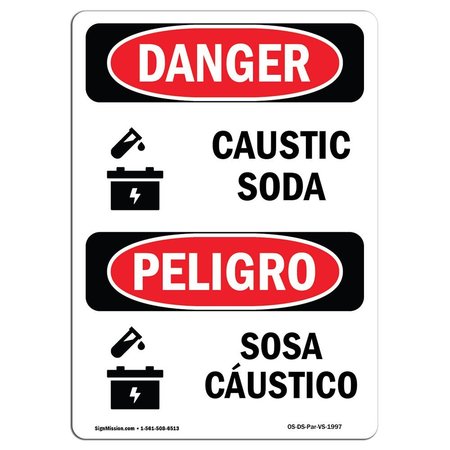 SIGNMISSION Safety Sign, OSHA Danger, 24" Height, Aluminum, Sosa C+Â¡ustica, Bilingual Spanish OS-DS-A-1824-VS-1997
